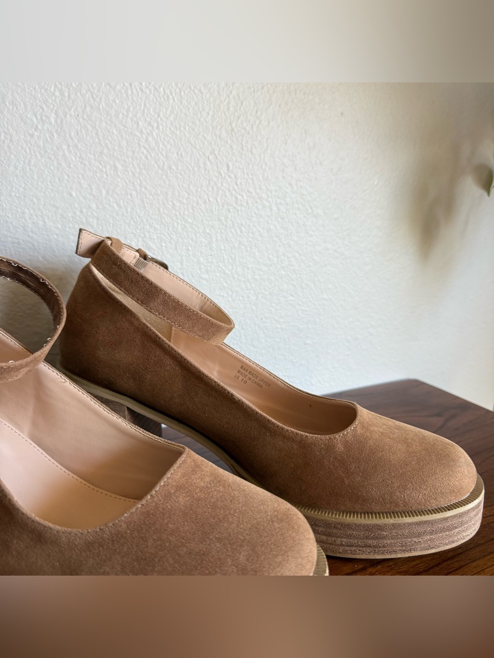 Oasis Society Designer Camel Brown Suede Mary Jane Heels Women’s Size 10 - Picture 6 of 9